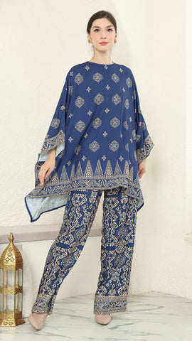 Blue Gold R-neck Bali Pants Set