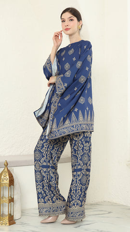 Blue Gold R-neck Bali Pants Set