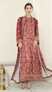 Red Gold Outer Dress Set