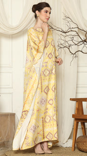 Yellow Ikat Gold Short Sleeve Kaftan