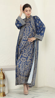 Blue Gold Outer Dress Set