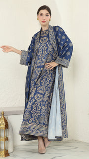 Blue Gold Outer Dress Set