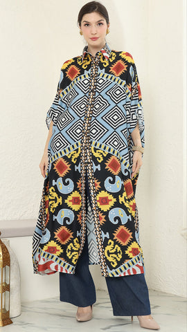 Blue tribal Button Kaftan