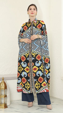 Blue tribal Button Kaftan