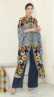 Blue tribal Button Kaftan