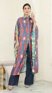 Red Blue Button Kaftan