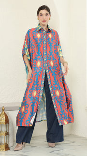 Red Blue Button Kaftan