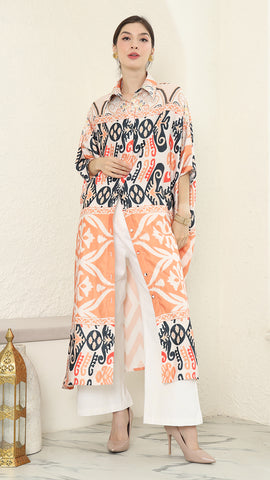 Coral Button Kaftan