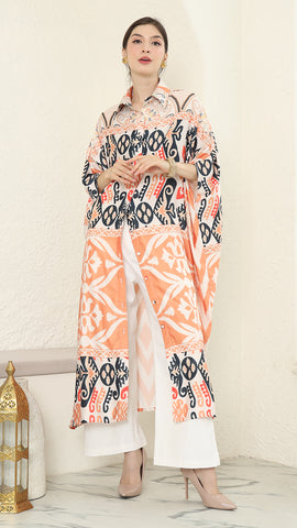 Coral Button Kaftan