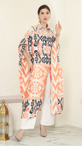 Coral Button Kaftan