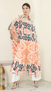 Coral Button Kaftan