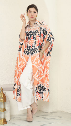 Coral Button Kaftan