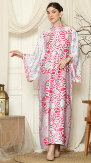 Pink Aqua Batik Long Sleeve Dress