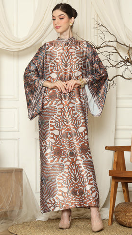 Brown Blue Batik Long Sleeve Dress Kanzi Collection Brown Blue Batik Long Sleeve Dress Kanzi Collection