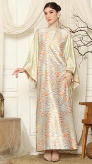 Yellow Orange Batik Long Sleeve Dress