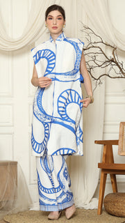 Blue White Batik Vest Kimono