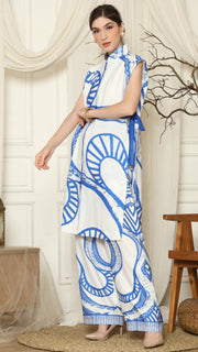 Blue White Batik Vest Kimono