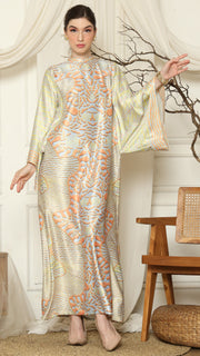 Yellow Orange Batik Long Sleeve Dress