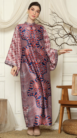 Red Blue Batik Long Sleeve Dress Kanzi Collection Red Blue Batik Long Sleeve Dress Kanzi Collection