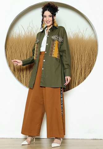 Army Ikat Pocket Oversized Tunic