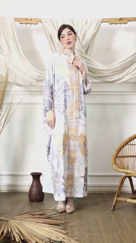 White Tropical HC Long Kaftan