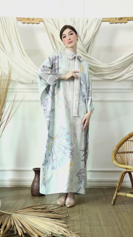 Blue Tropical Flower HC Long Kaftan