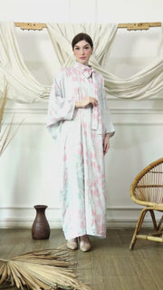 Pink Blue Tropical Flower HC Long Kaftan