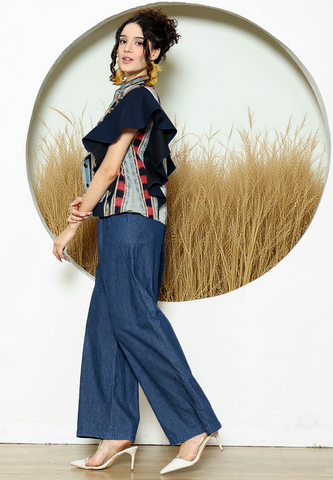 Black Tribal Ikat Vest Bomber