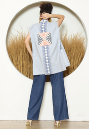 Grey Ikat Cape Blazer