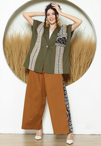 Army Ikat Cape Blazer