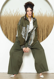 Army Handwoven Ikat Bomber Jacket