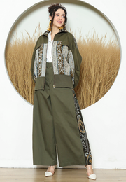 Army Handwoven Ikat Bomber Jacket