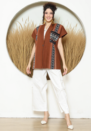 Terracota Ikat Cape Blazer