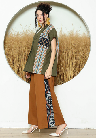 Army Ikat Cape Blazer