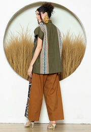 Army Ikat Cape Blazer