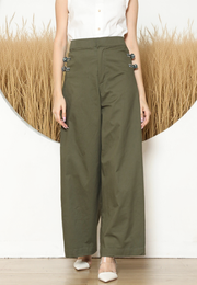 Green Ikat Chongsam Pants