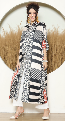 STRIPE IKAT BUTTON KAFTAN