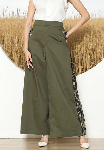 Green Ikat Chongsam Pants