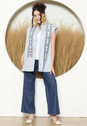 Grey Ikat Cape Blazer