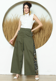 Green Ikat Chongsam Pants