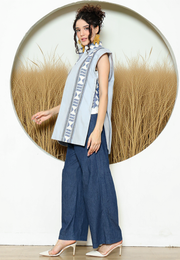 Grey Ikat Cape Blazer