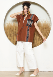 Terracota Ikat Cape Blazer