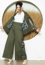 Army Handwoven Ikat Bomber Jacket