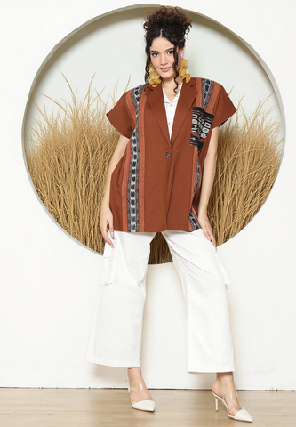 Terracota Ikat Cape Blazer