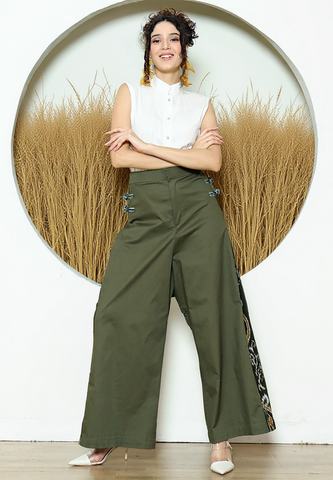 Green Ikat Chongsam Pants