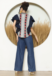 Black Tribal Ikat Vest Bomber