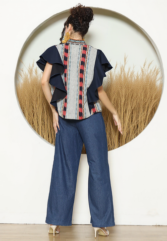 Black Tribal Ikat Vest Bomber