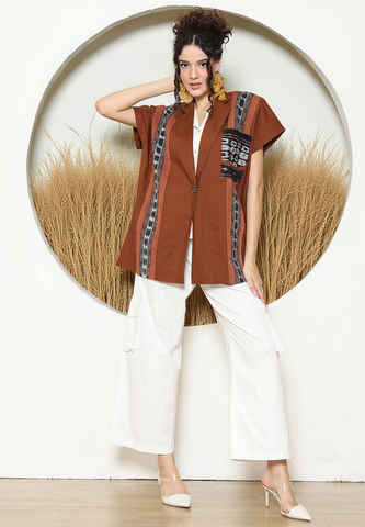 Terracota Ikat Cape Blazer