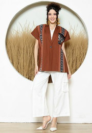 Terracota Ikat Cape Blazer