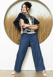 Black Tribal Ikat Vest Bomber